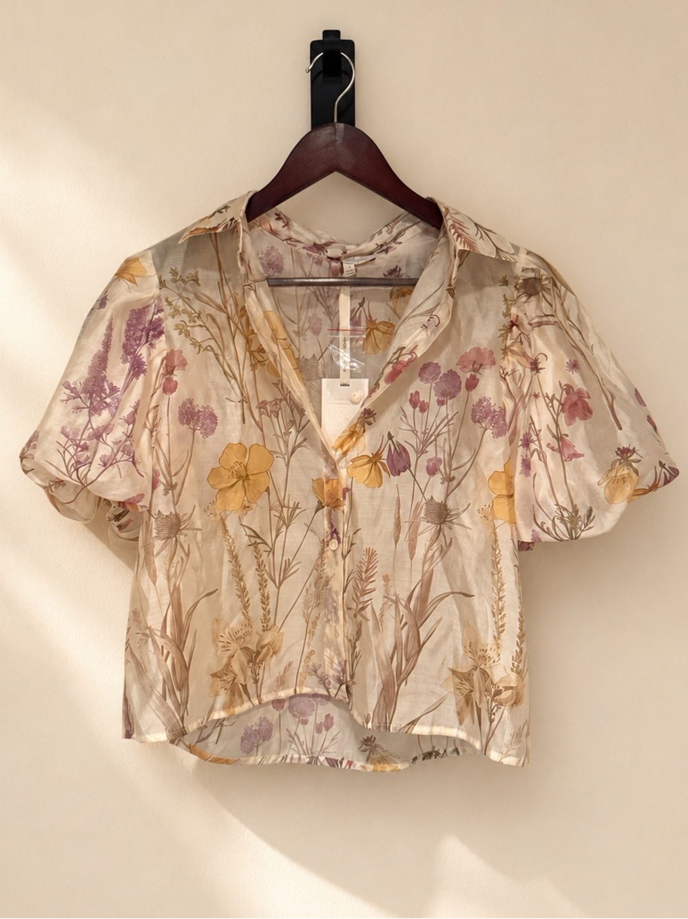 Lucky & Coco Botanical Floral Button-Front Blouse NWT